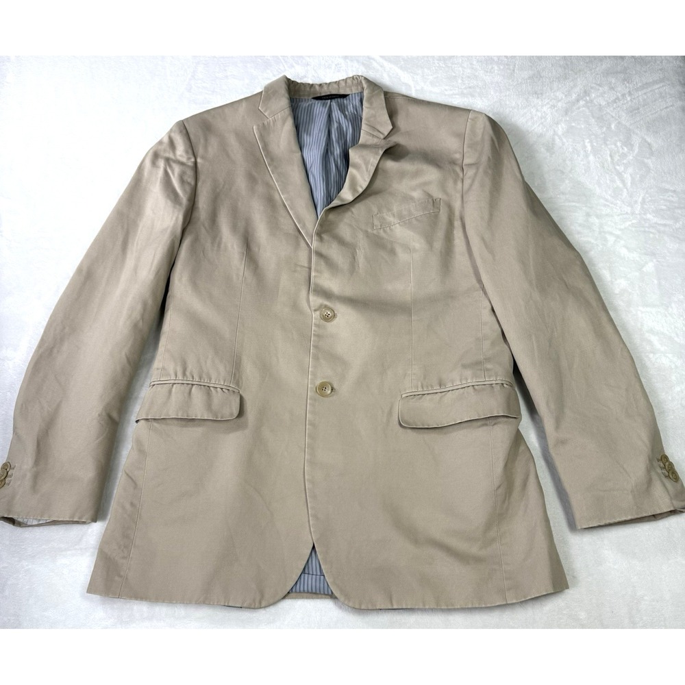 Banana Republic Blazer Mens 42L Beige Cotton Linen Blend Tailored Fit Lined